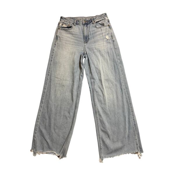 American Eagle Woman's Jeans/Pants size 8, Wide Leg; Baggy; Light Wash - Picture 1 of 12